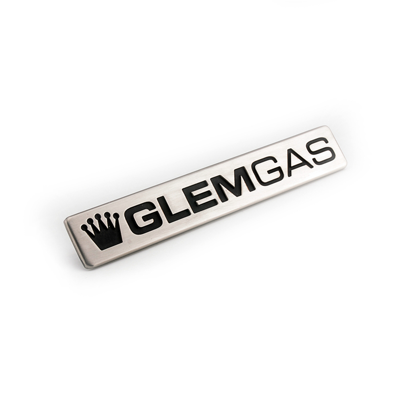 Zinc Alloy Engraved Logo Chromed Nameplate Polished Black Painted 
